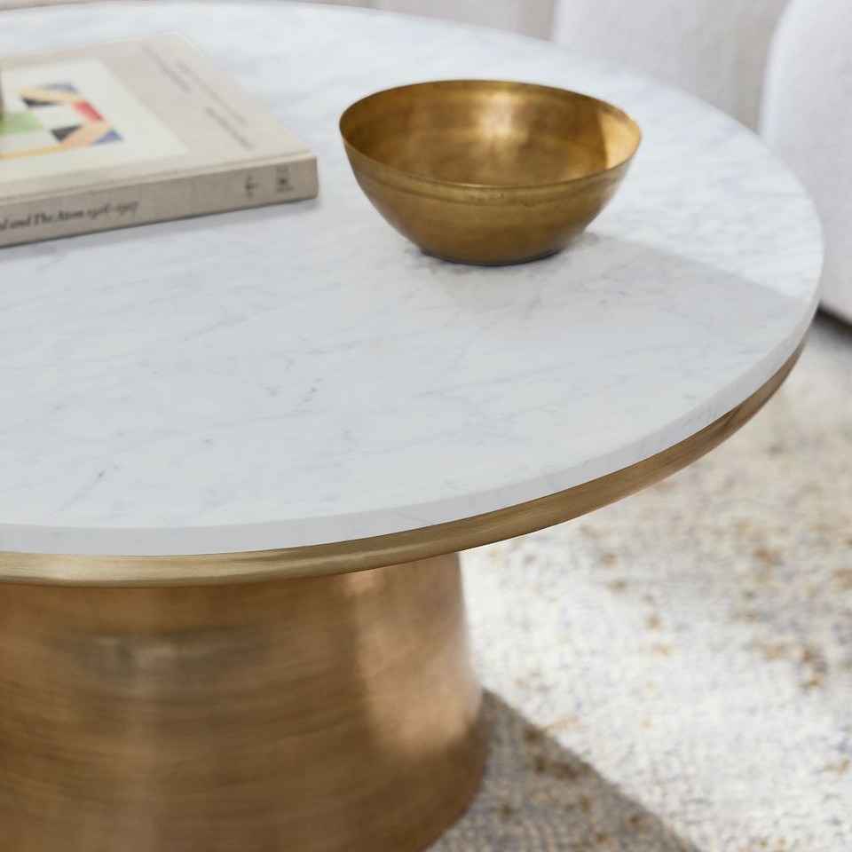 Marble-Topped Pedestal Coffee Table (77 cm)