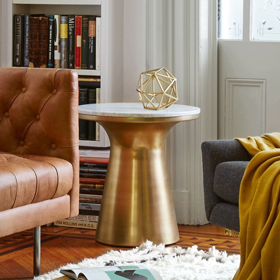 Marble Topped Pedestal Side Table (51 cm)