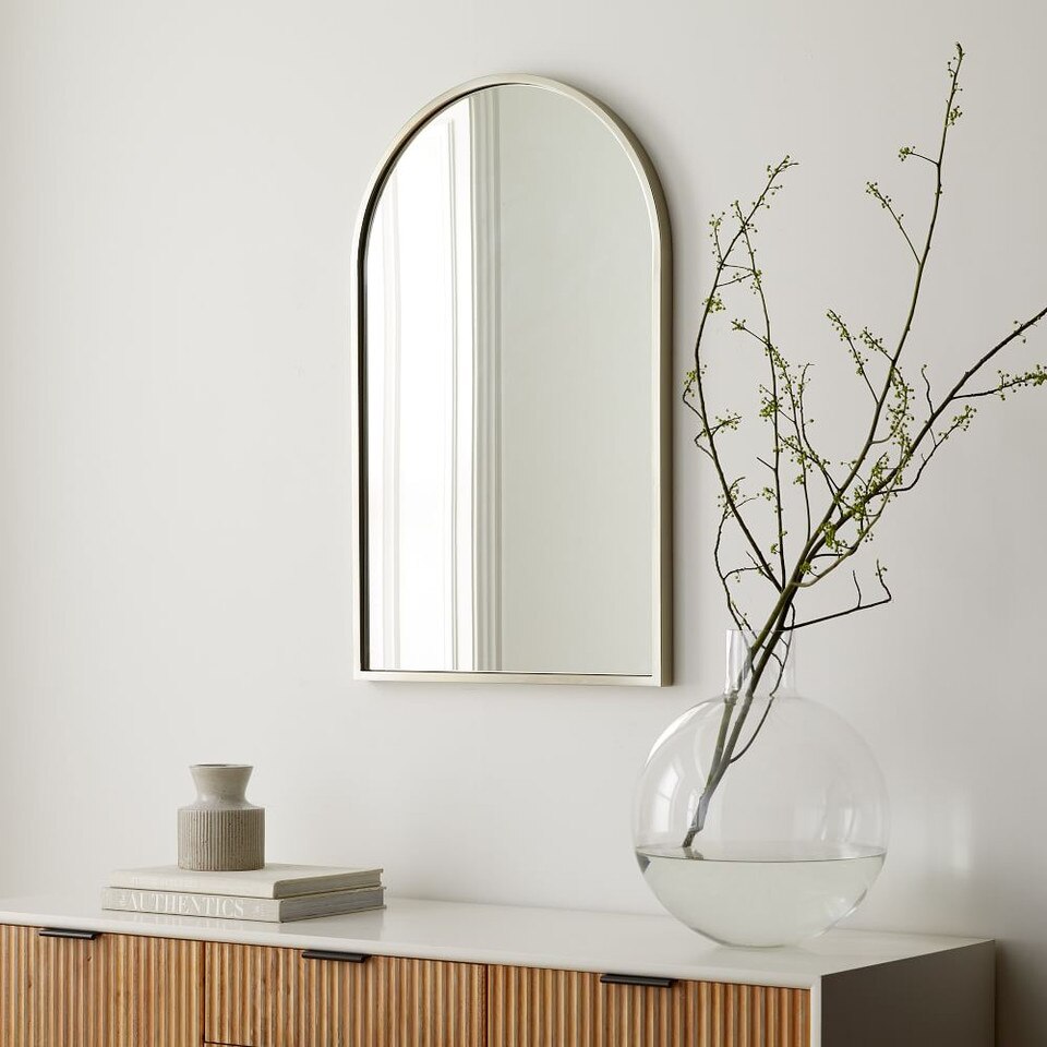 Metal Framed Arched Mirrors - Nickel