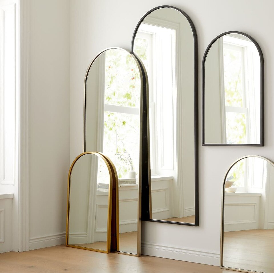 Metal Framed Arched Mirrors - Nickel