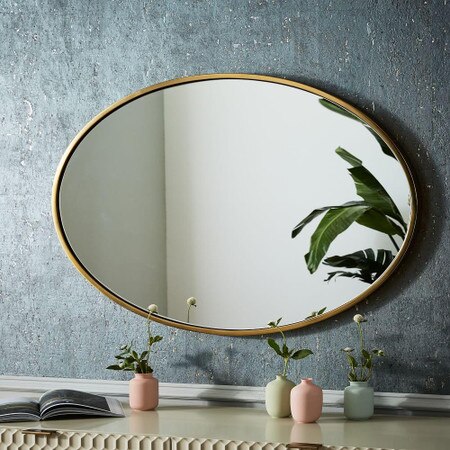 Metal Framed Oval Wall Mirror Antique Brass West Elm Australia Metal Framed Oval Wall Mirror Antique