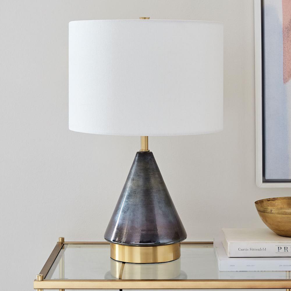 small gray table lamp