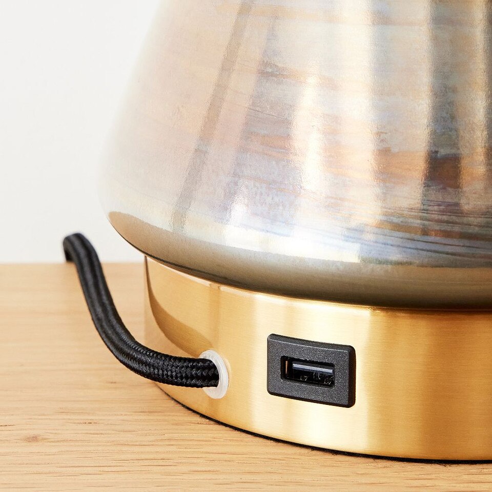 Metalised Glass USB Table Lamp (50 cm)