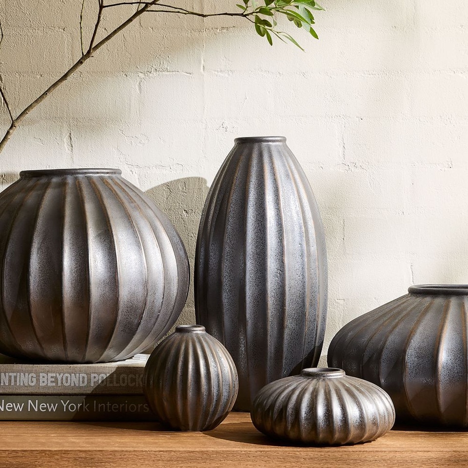 Metallic Ceramic Bud Vases