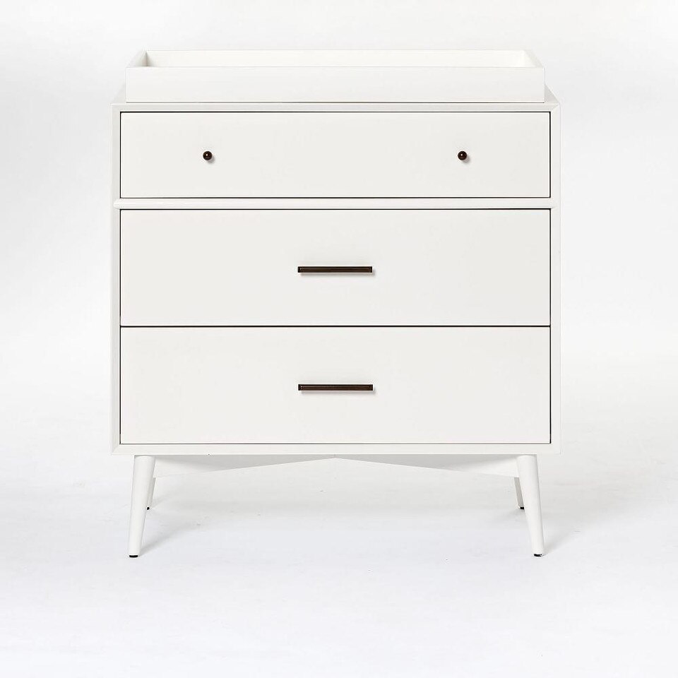 Mid-Century 3-Drawer Changing Table - White