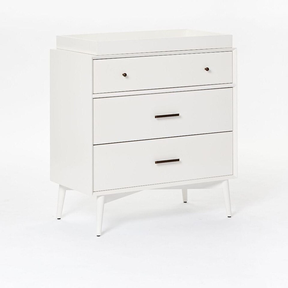 Mid-Century 3-Drawer Changing Table - White