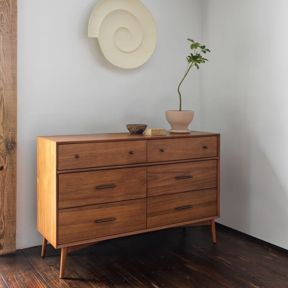 Mid-Century 6-Drawer Dresser (142 cm)