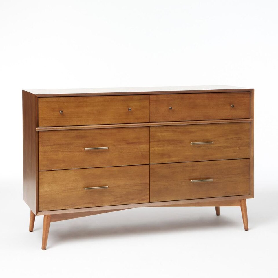 Mid-Century 6-Drawer Dresser (142 cm)