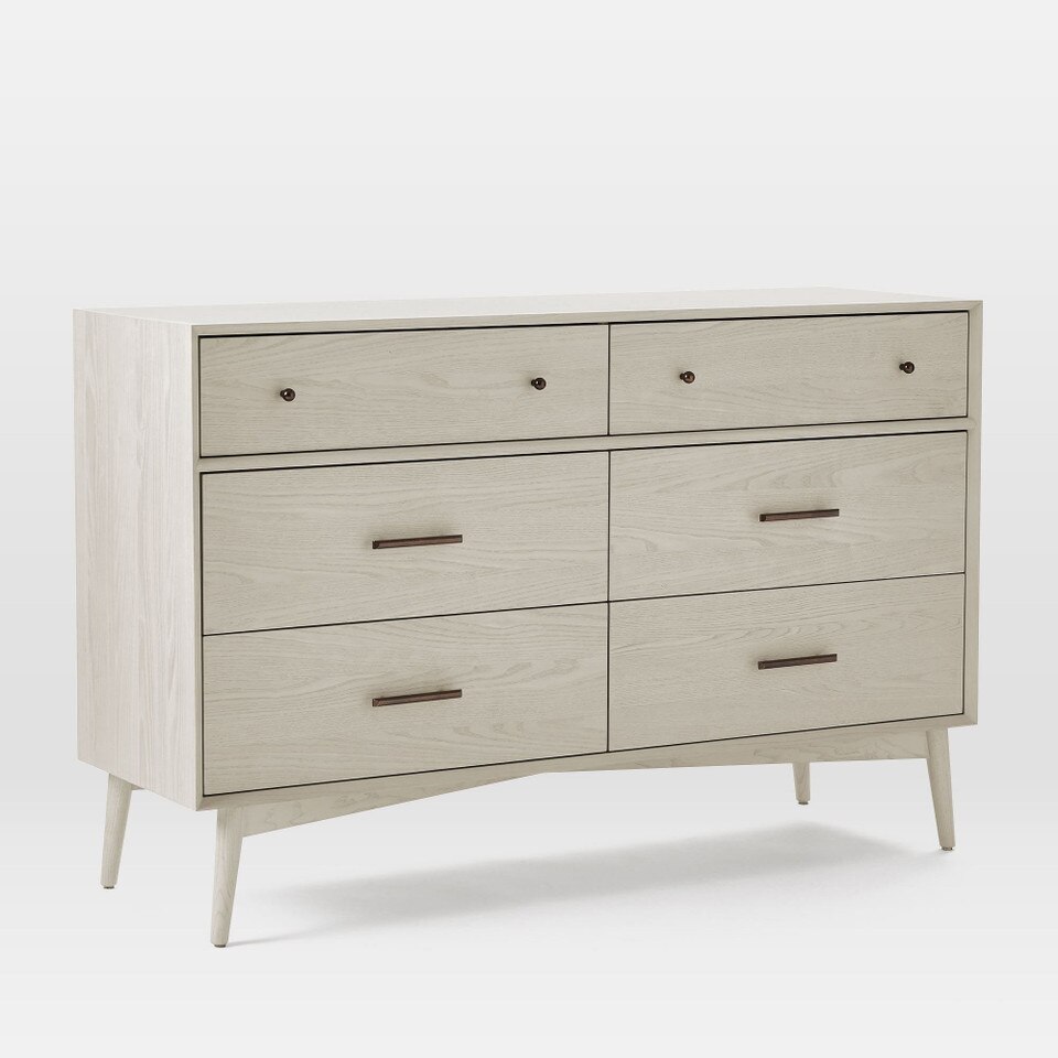 Mid-Century 6-Drawer Dresser (142 cm)