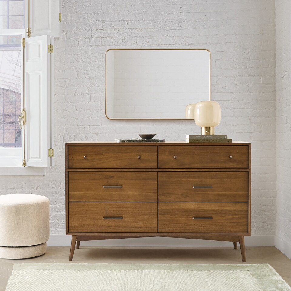 Mid-Century 6-Drawer Dresser (142 cm)