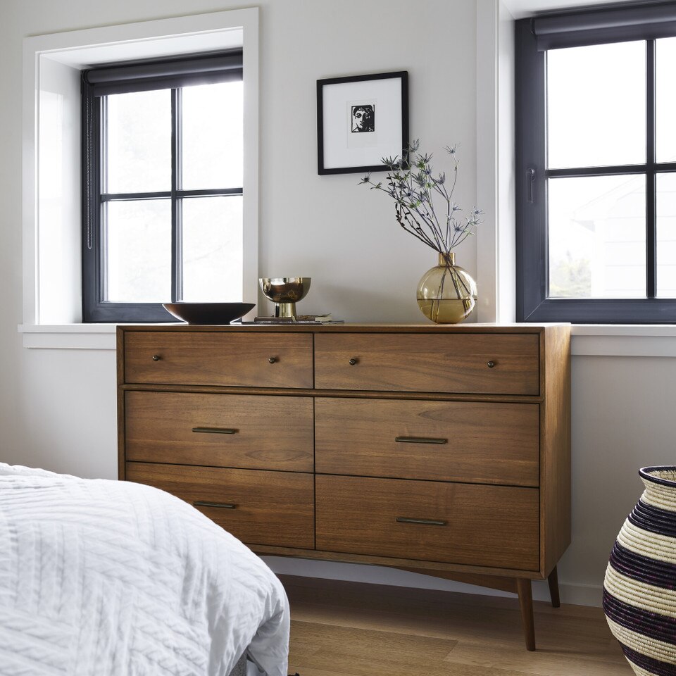 Mid-Century 6-Drawer Dresser (142 cm)