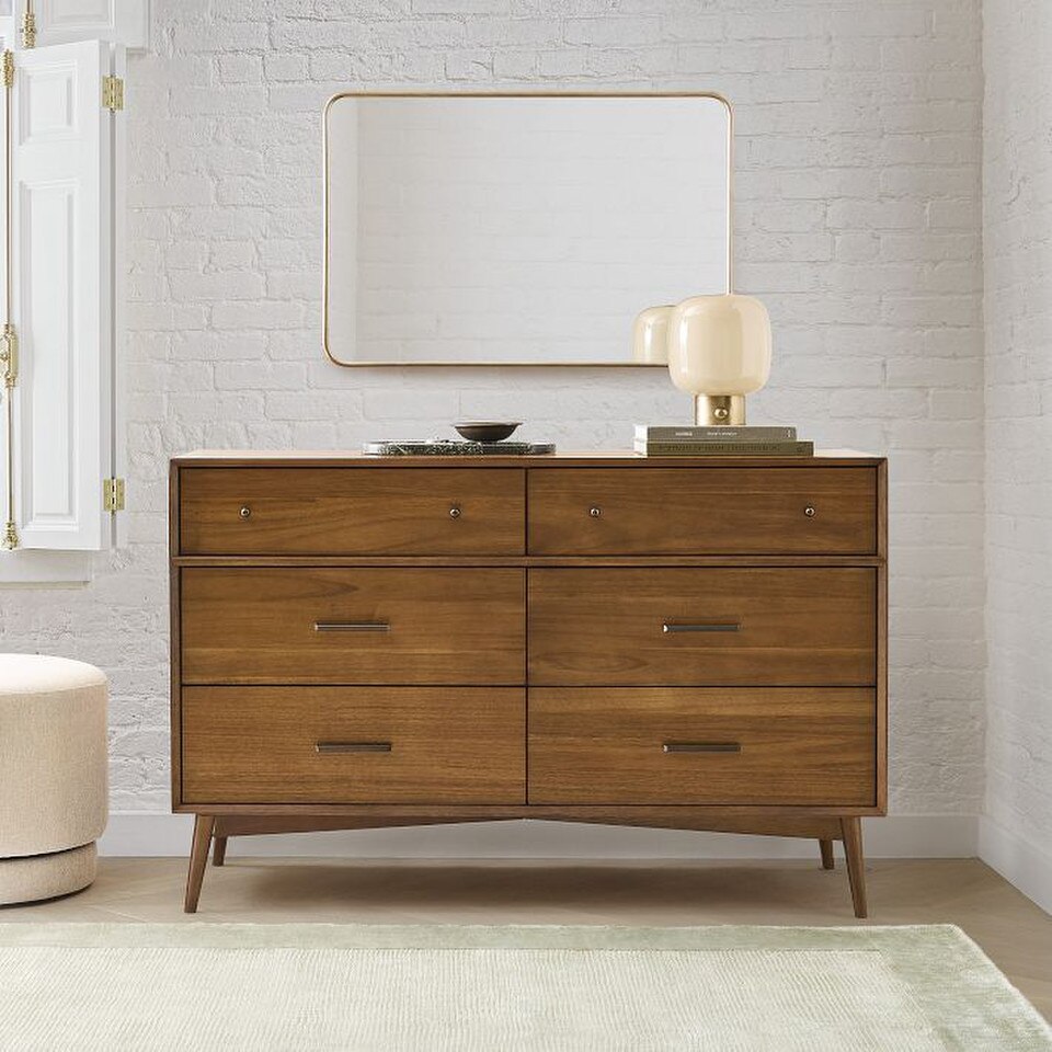 Mid-Century 6-Drawer Dresser (142 cm)