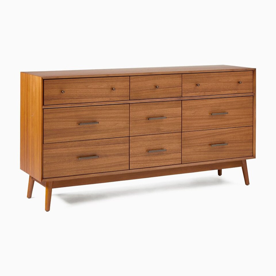 Mid-Century 9-Drawer Dresser (178 cm)