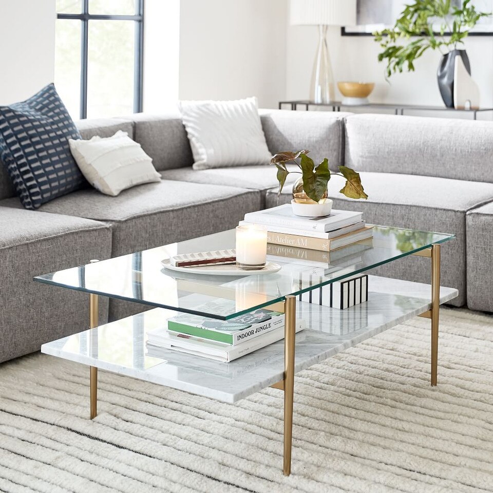 Mid-Century Art Display Marble Coffee Table (117 cm)