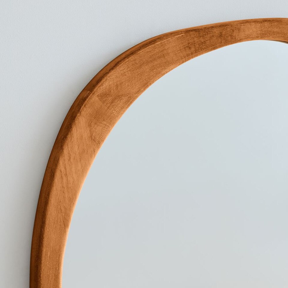 Mid-Century Asymmetrical Wood Floor Mirror