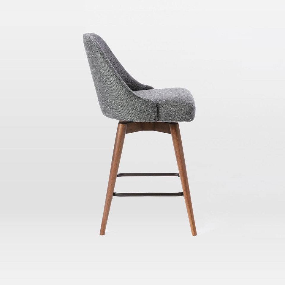 Mid-Century Upholstered Swivel Counter Stool