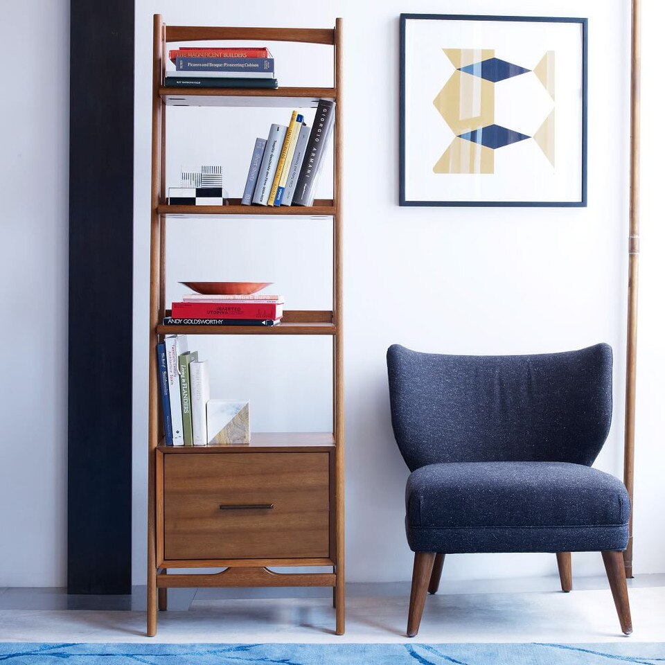 Mid-Century Bookshelf w/ Drawer (56 cm)
