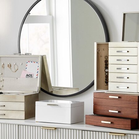 Mid-Century Jewellery Box Vertical (Champagne Lacquer) West