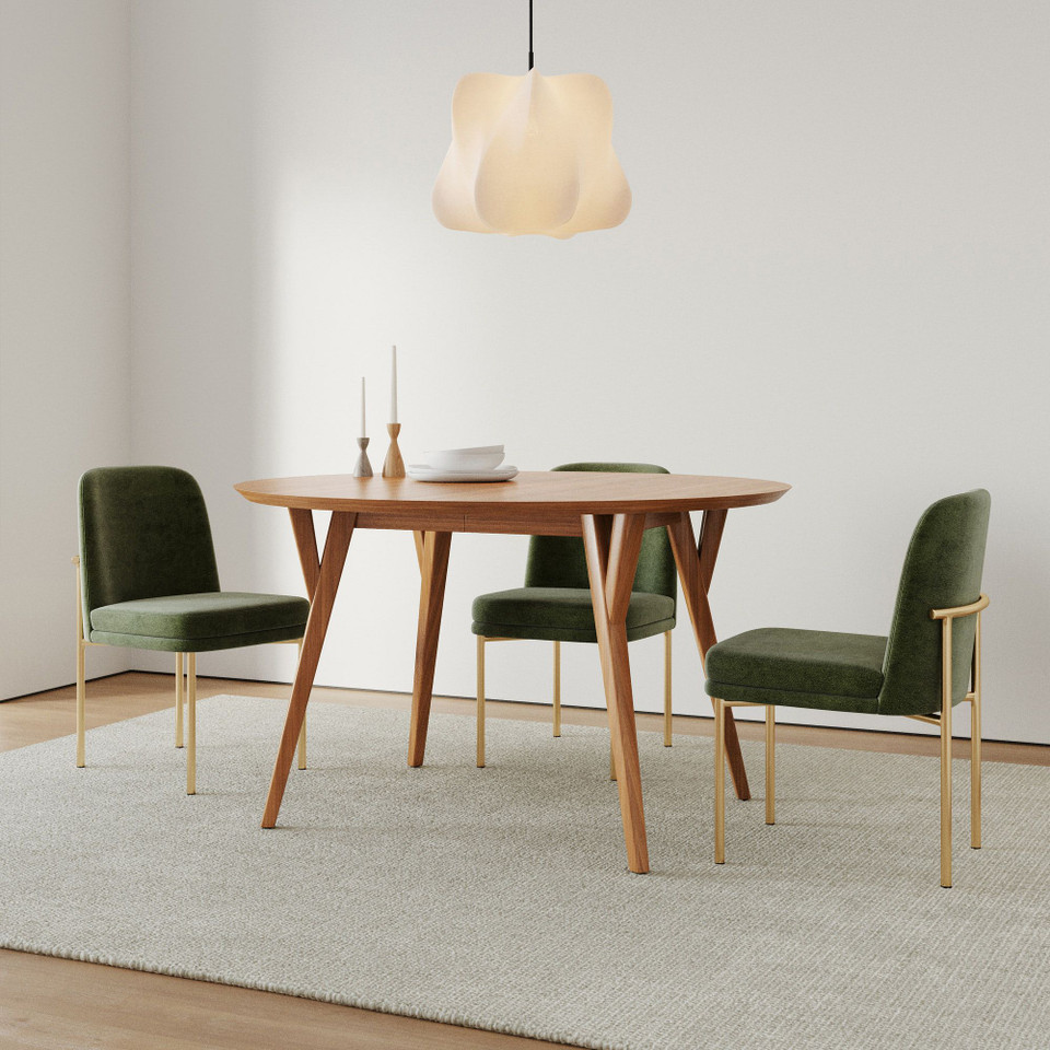 Mid-Century Rounded Expandable Dining Table (107 cm − 203 cm)