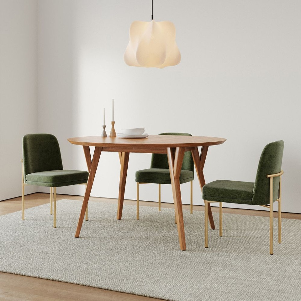 Mid-Century Rounded Extendable Dining Table (107 cm - 203 cm)