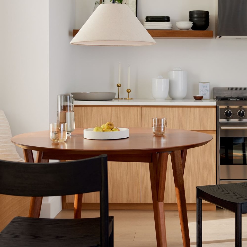 Mid-Century Rounded Extendable Dining Table (107 cm - 203 cm)