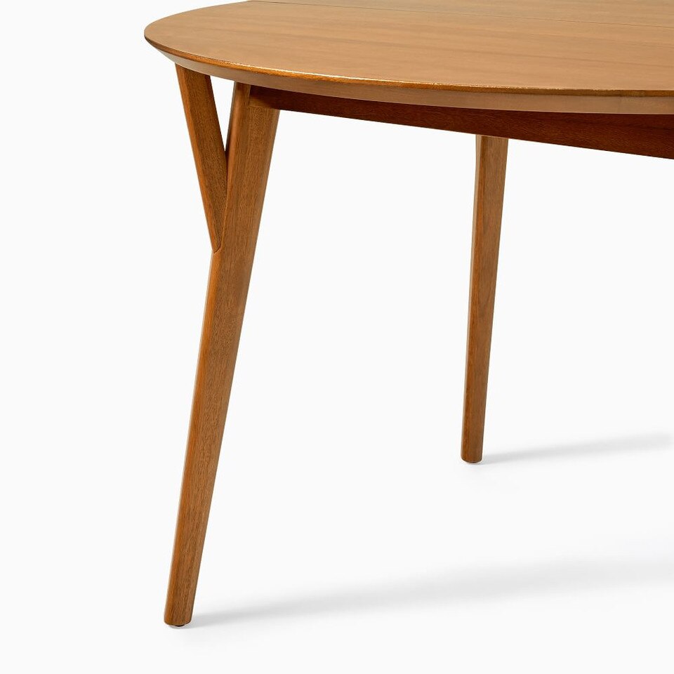 Mid-Century Rounded Extendable Dining Table (107 cm - 203 cm)