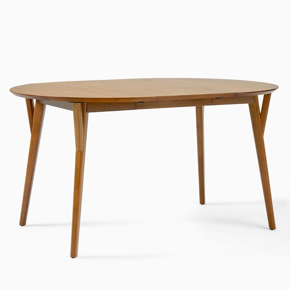 Mid-Century Rounded Extendable Dining Table (107 cm - 203 cm)