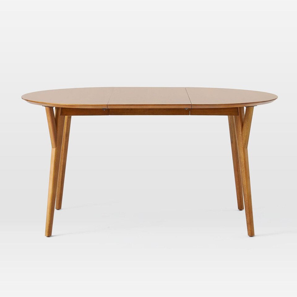 Mid-Century Rounded Extendable Dining Table (107 cm - 203 cm)