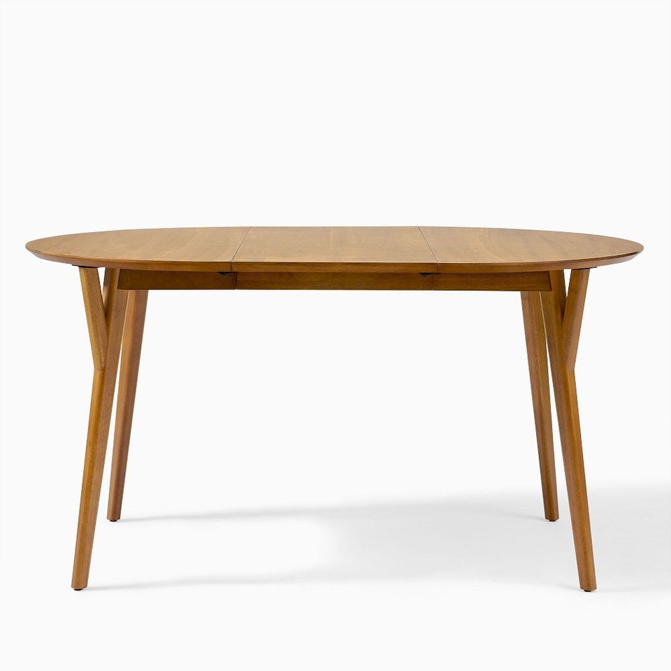 Mid-Century Rounded Extendable Dining Table (107 cm - 203 cm)