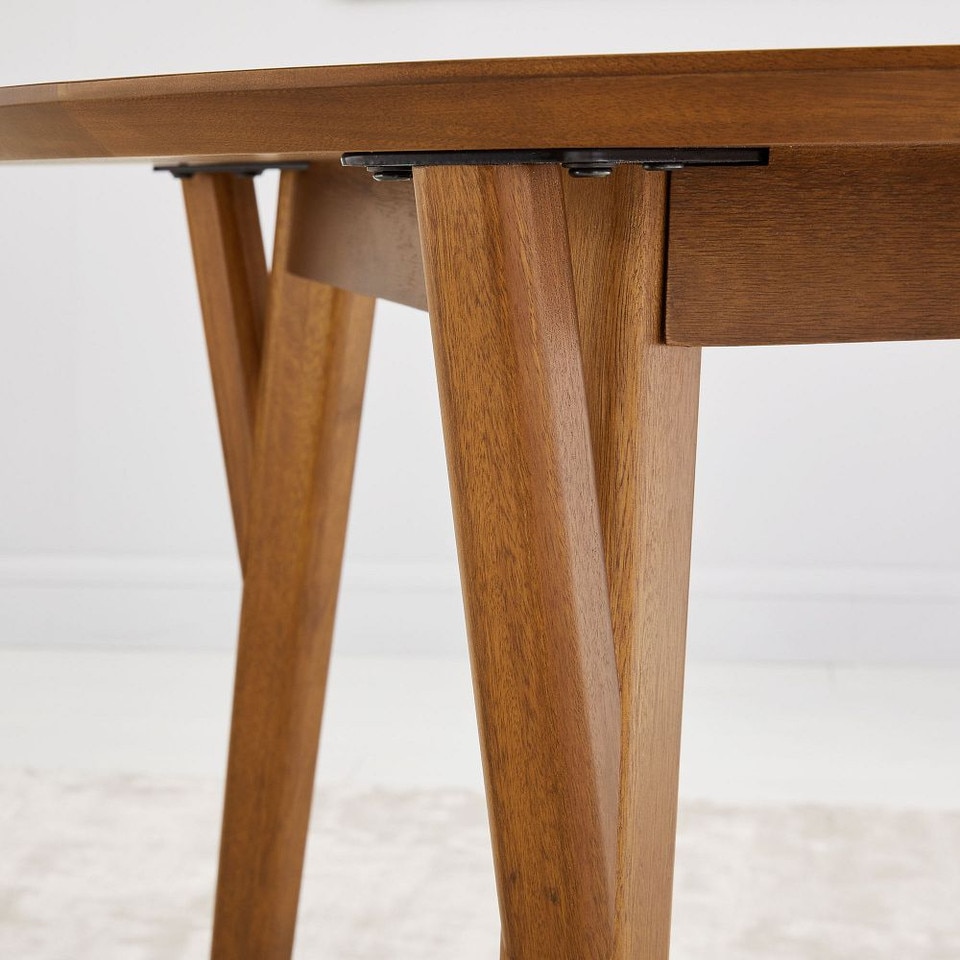 Mid-Century Rounded Extendable Dining Table (107 cm - 203 cm)