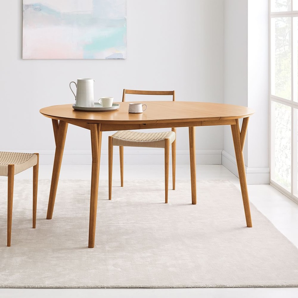 Mid-Century Rounded Extendable Dining Table (107 cm - 203 cm)