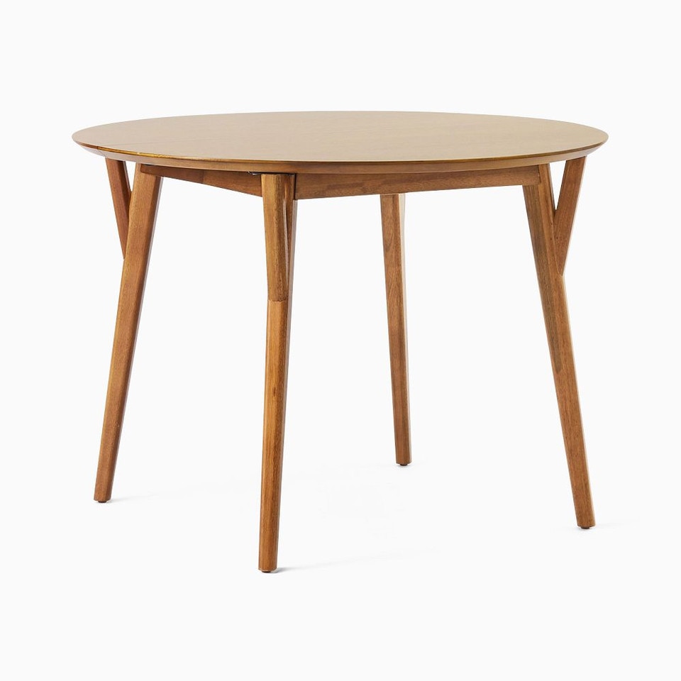 Mid-Century Rounded Extendable Dining Table (107 cm - 203 cm)