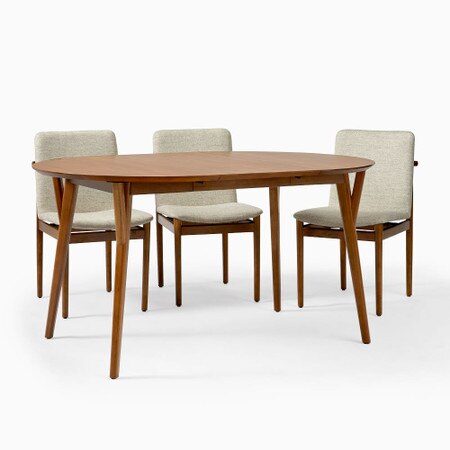 Mid Century Rounded Expandable Dining Table Mid Century Rounded Expandable Dining Table, Project 62 Round Dining Table With Extension Leaf