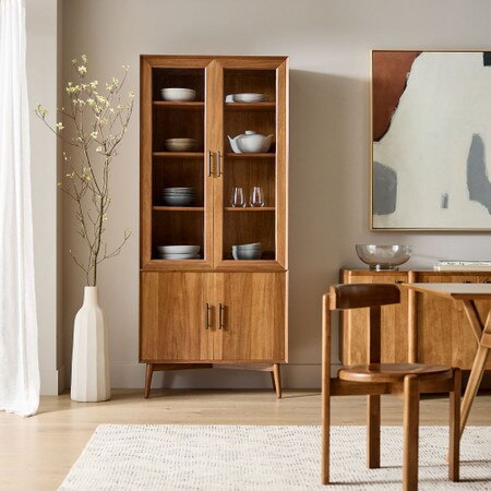 Mid-Century Glass Cabinet (89 cm) - West Elm Australia