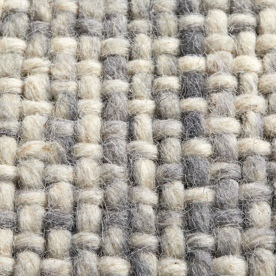 Mid-Century Heathered Basketweave Wool Rug