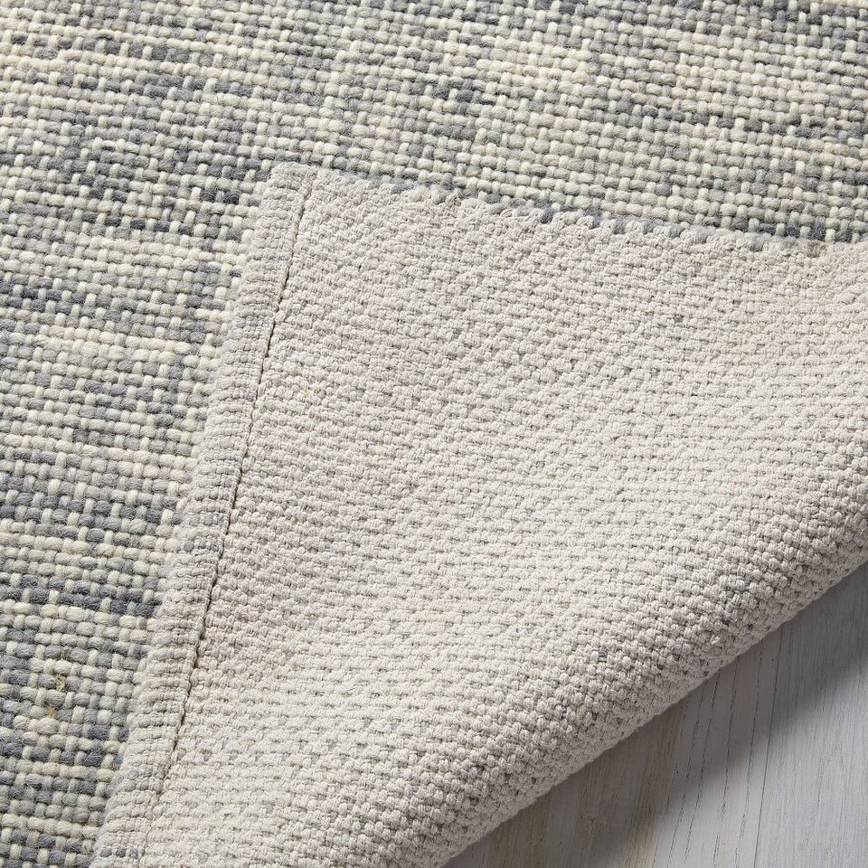 Mid-Century Heathered Basketweave Wool Rug