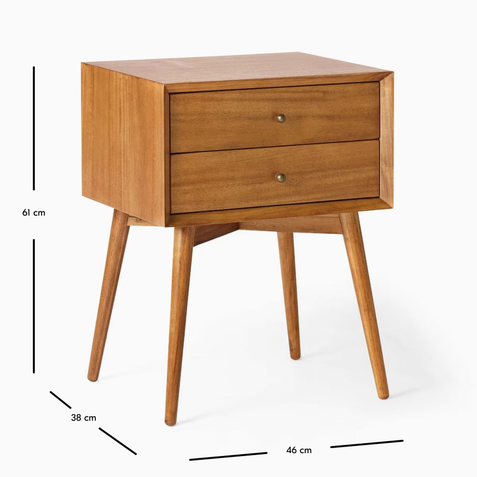 Mid-Century Closed Bedside Table (46 cm − 64 cm)