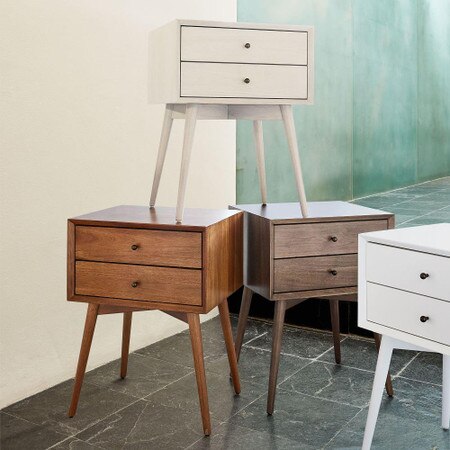 Mid Century Bedside Table Acorn West Elm Australia An american walnut base has been crafted into a star shaped design that is viewable through a clear ½ inch tempered mid century modern walnut veneer finished coffee table: mid century bedside table acorn