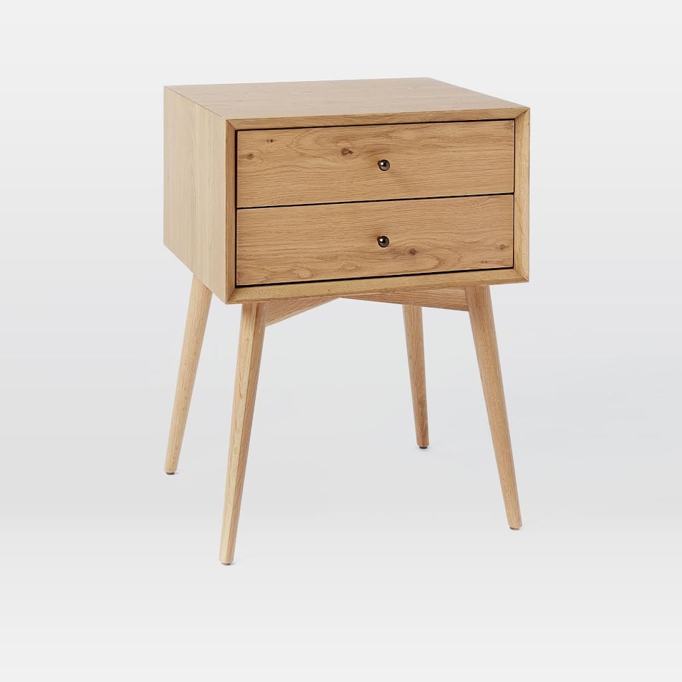 Mid-Century Bedside Table - Natural Oak