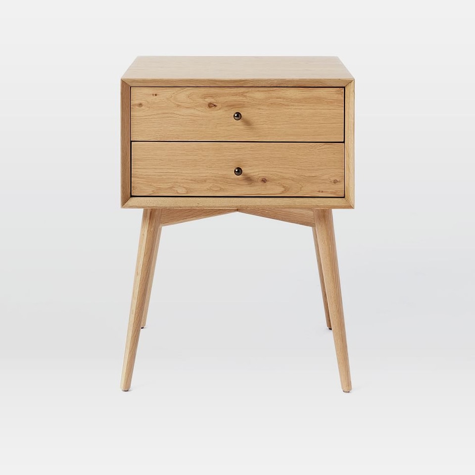 Mid-Century Bedside Table - Natural Oak