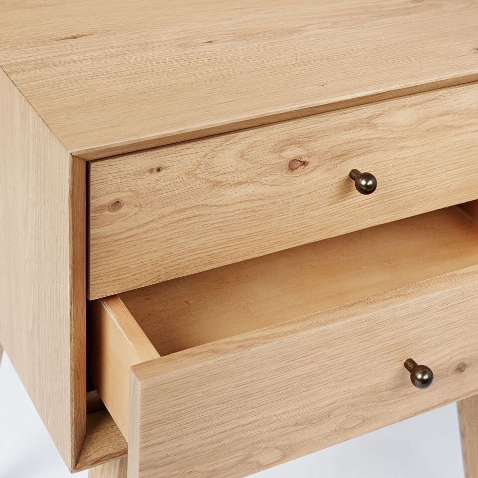 Mid-Century Bedside Table - Natural Oak