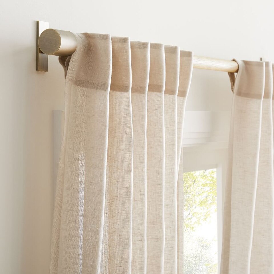 Mid-Century Curtain Rod - Oak/Brass