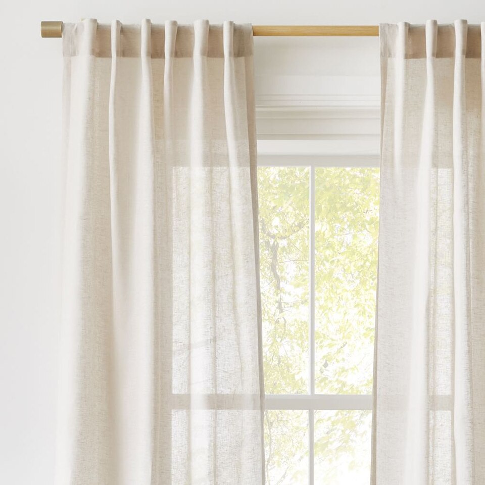 Mid-Century Curtain Rod - Oak/Brass