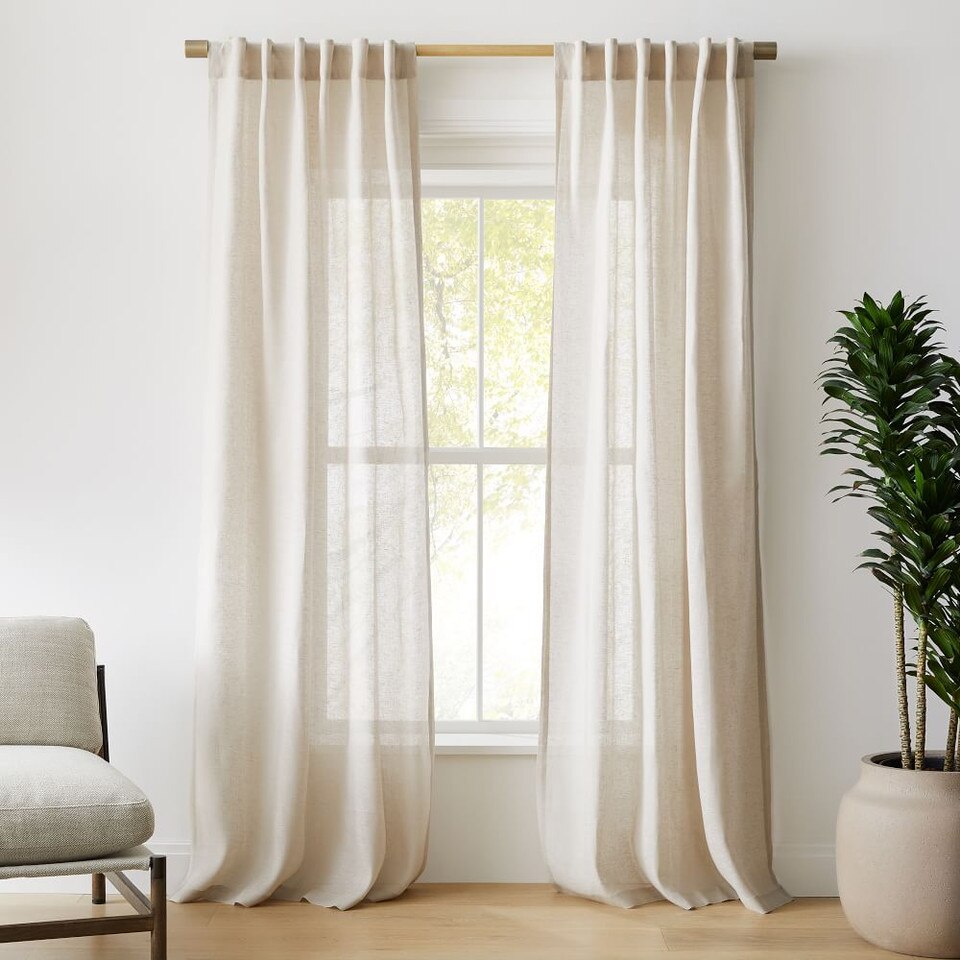 Mid-Century Curtain Rod - Oak/Brass
