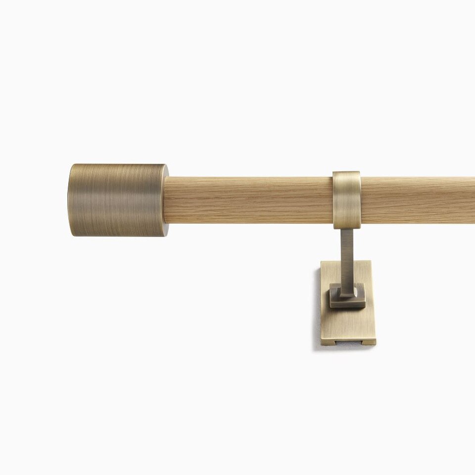 Mid-Century Curtain Rod - Oak/Brass
