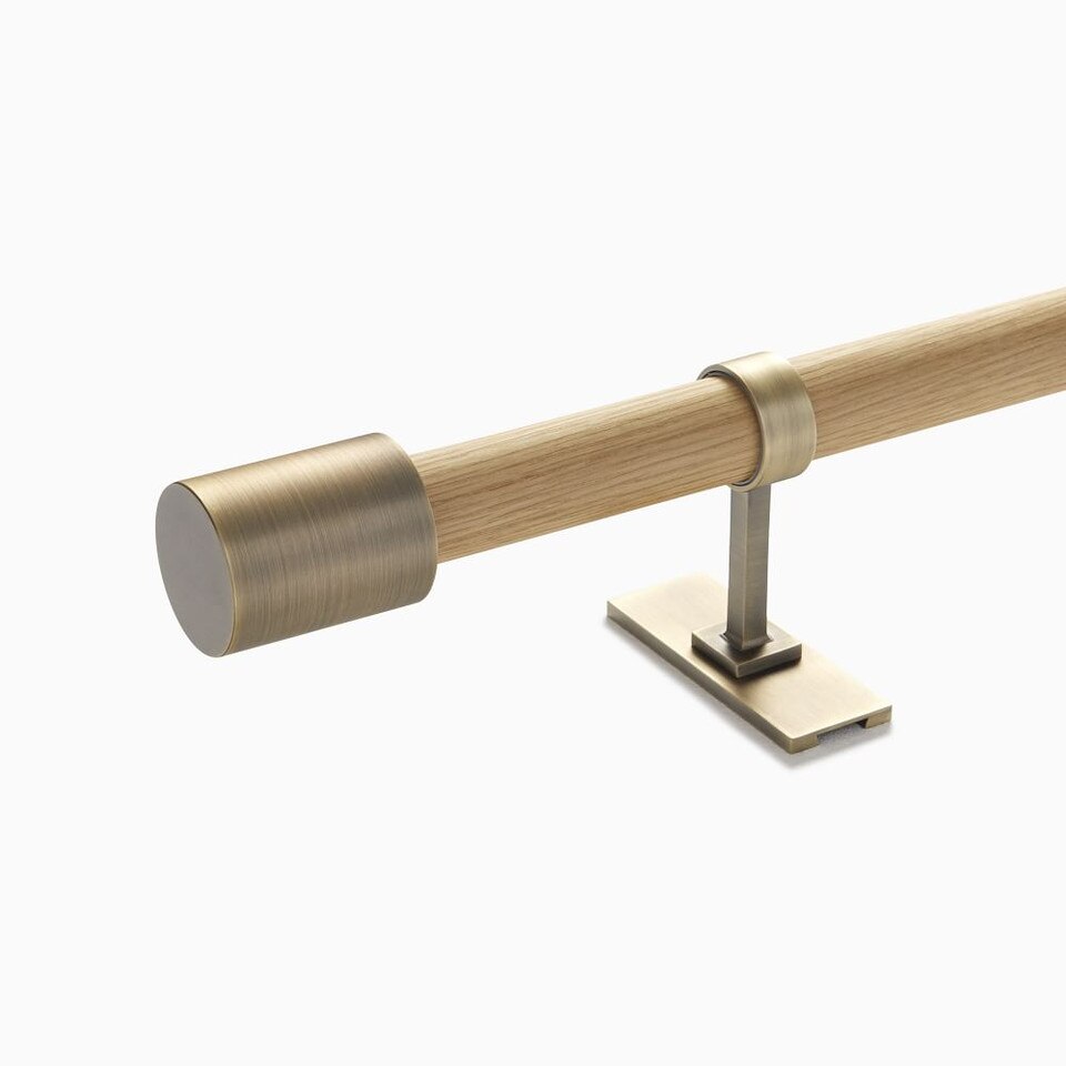 Mid-Century Curtain Rod - Oak/Brass
