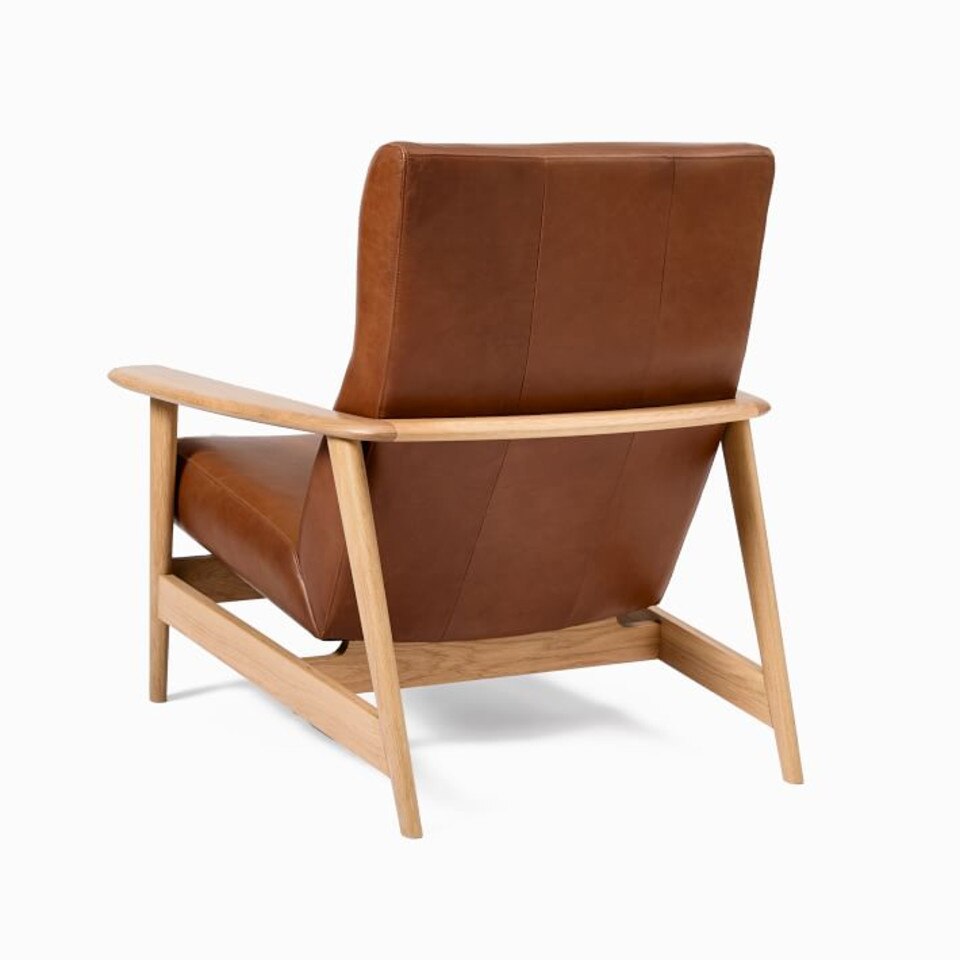 Mid-Century Show Wood High-Back Leather Armchair