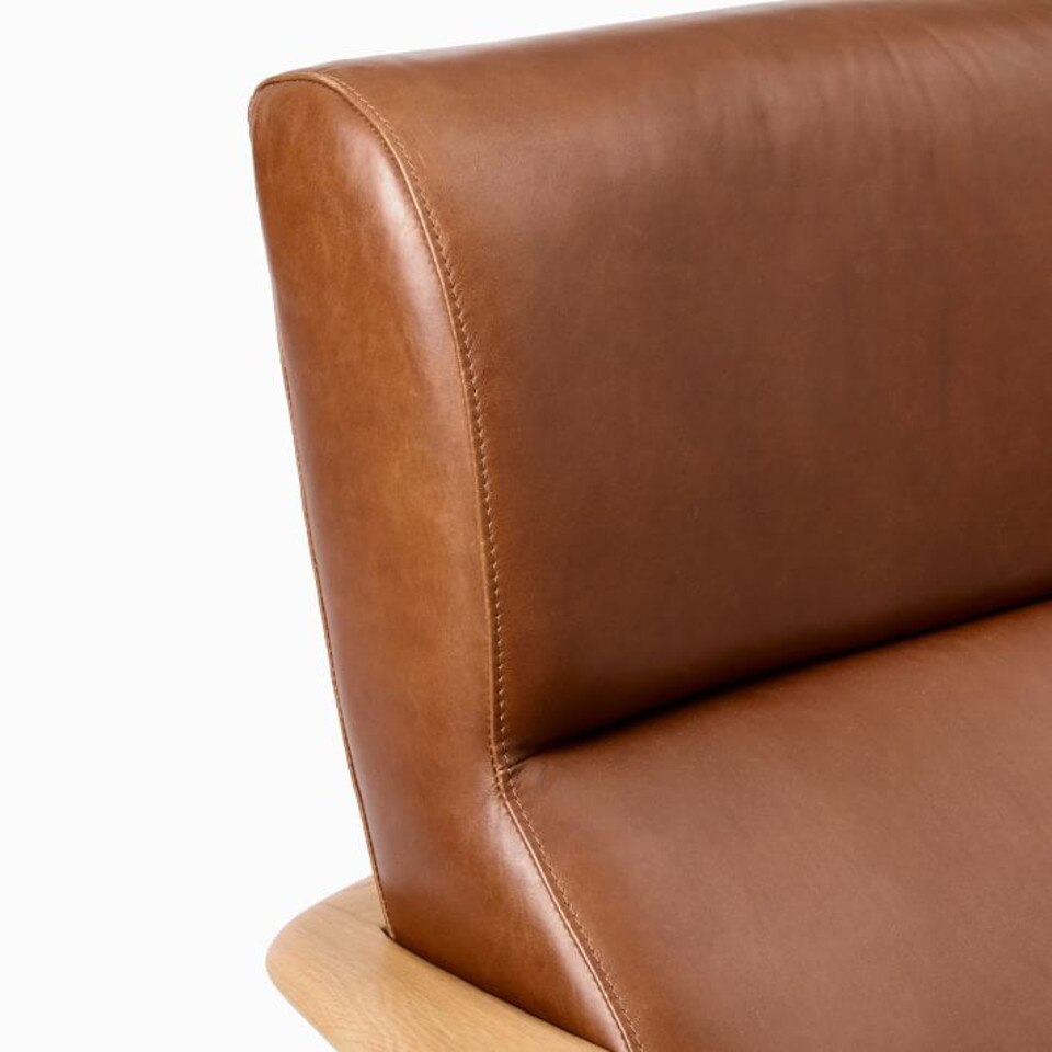 Mid-Century Show Wood High-Back Leather Armchair