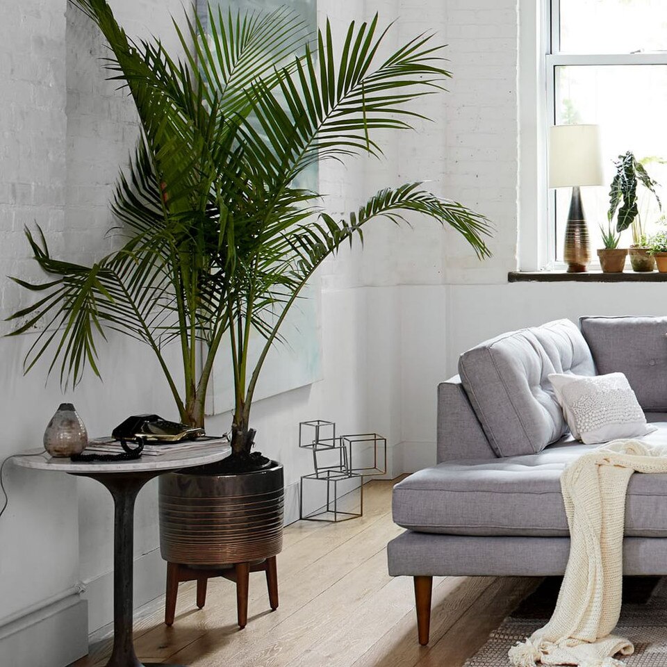 Mid-Century Turned Wood Leg Planters - White & Gold