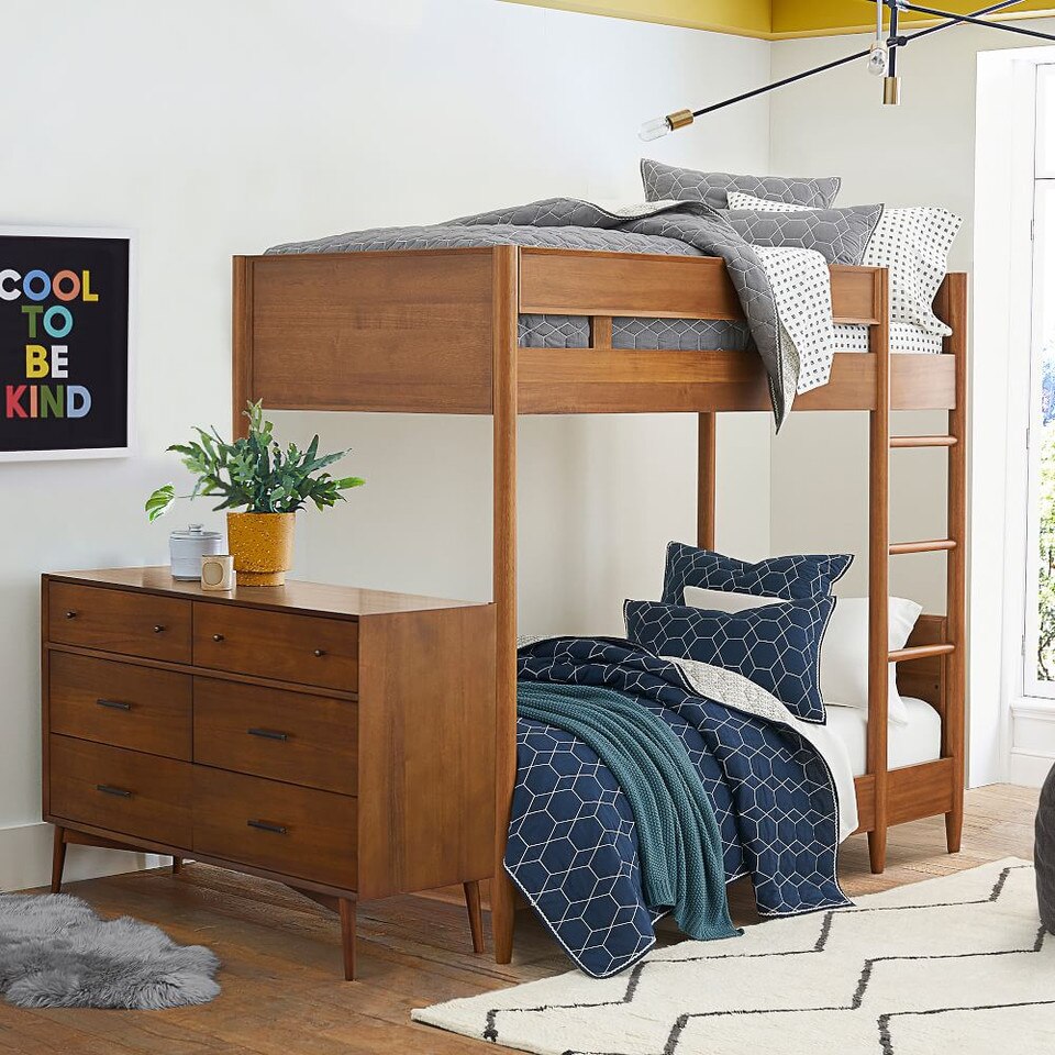 Mid-Century King Single Bunk Bed - Acorn